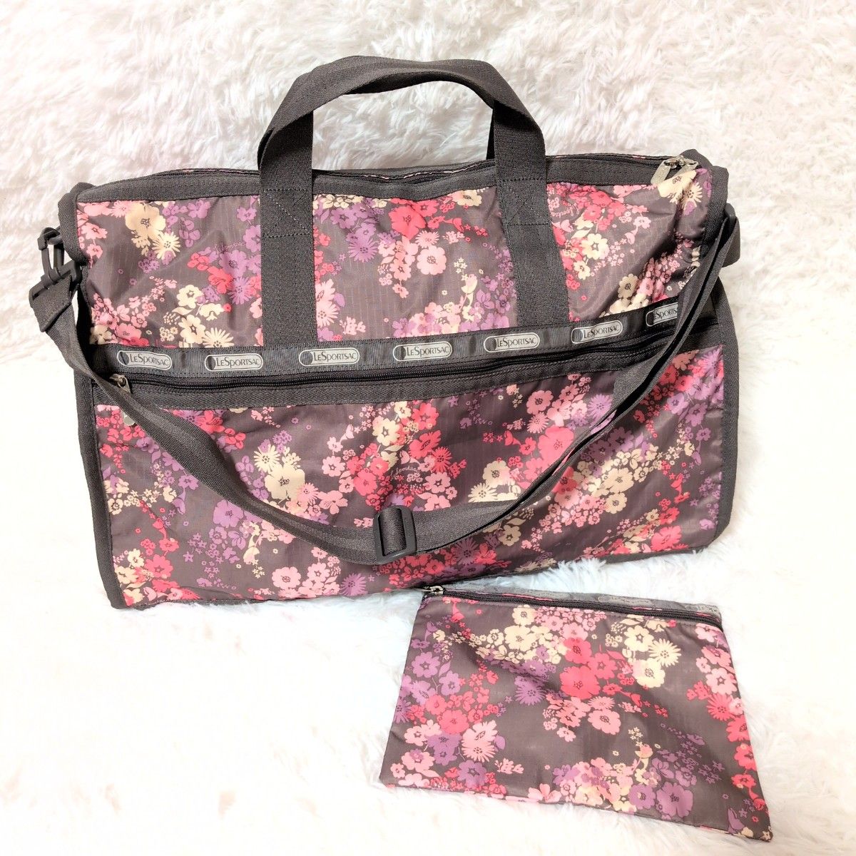 未使用級】レスポートサック ボストンバッグ 花柄 旅行バッグ 大容量