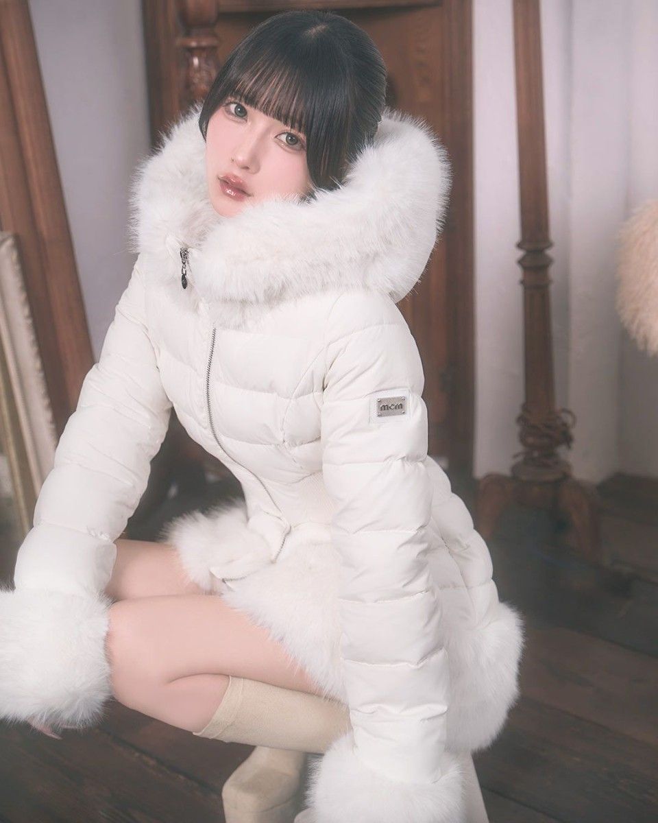 ミシェルマカロン 美くびれフェイクファーダウンコート フリーサイズ