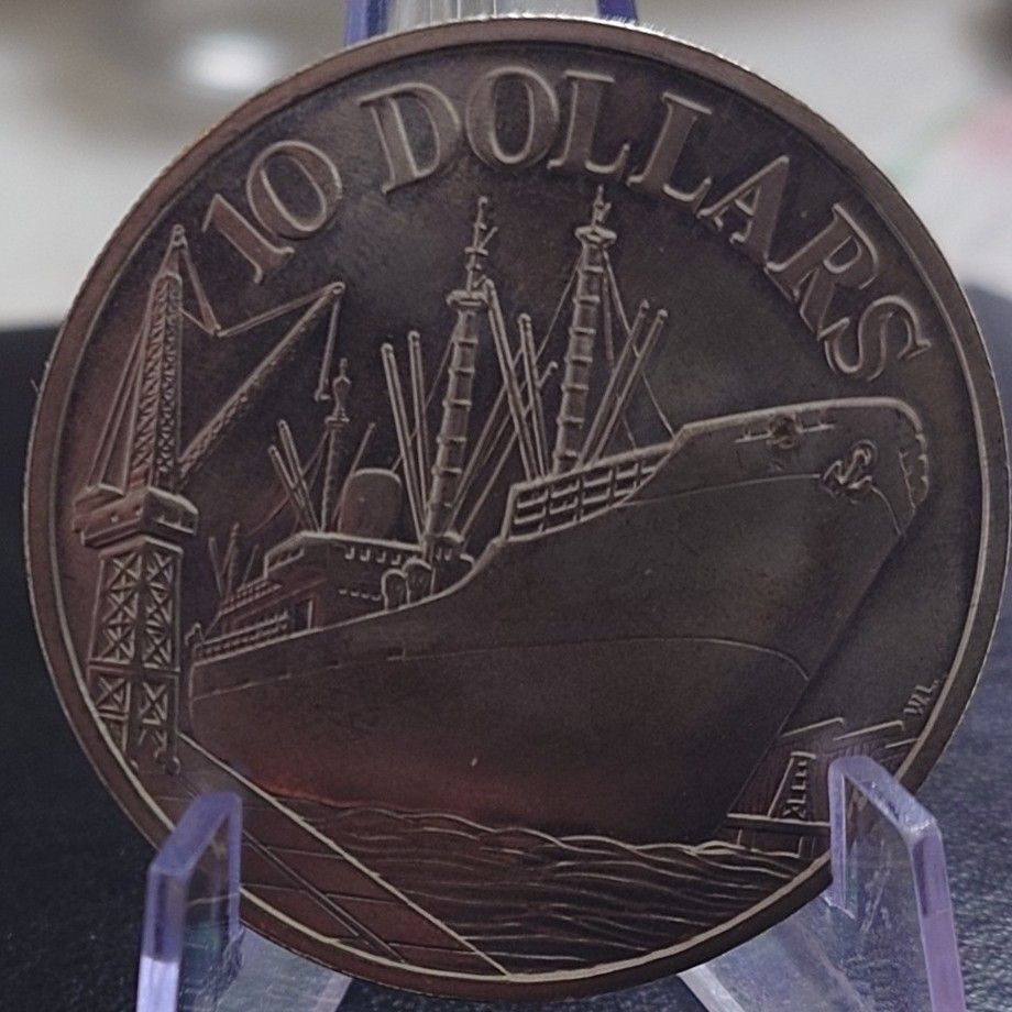 1977年 シンガポール銀貨 10ドル シンガポール独立10周年記念銀貨 大型