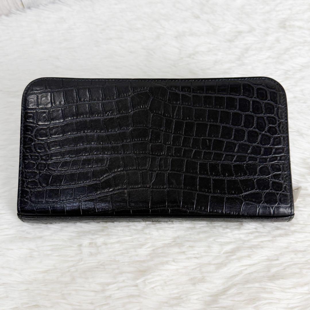 美品 Saint Laurent サンローラン クロコ型押し レザー ジップ
