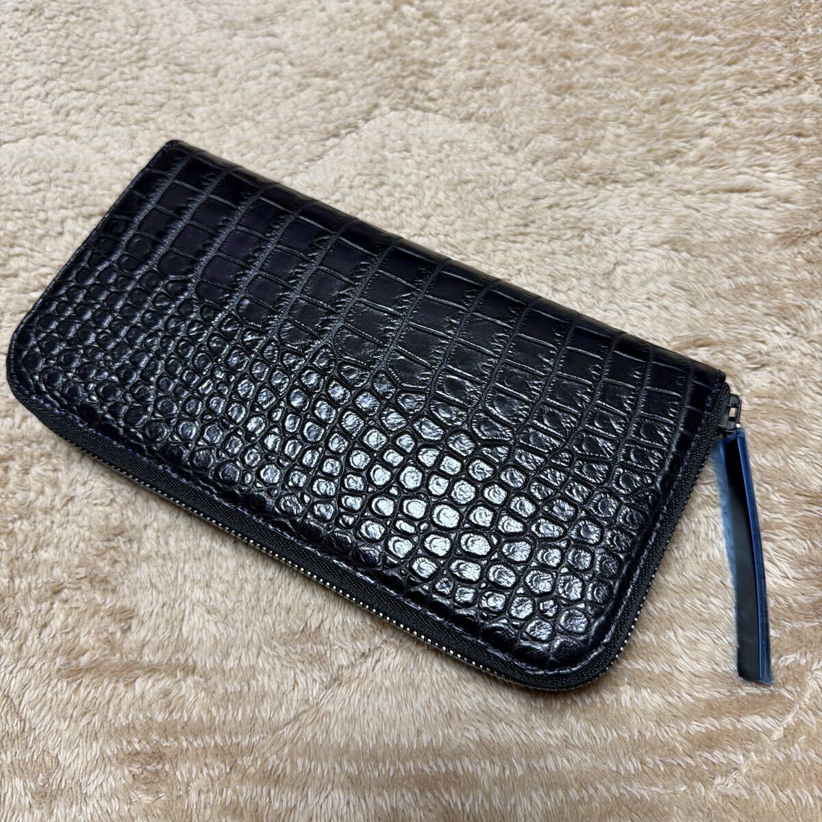 池田工芸】クロコダイル「最高峰品種ポロサス」一枚革財布「鷹紫（たか
