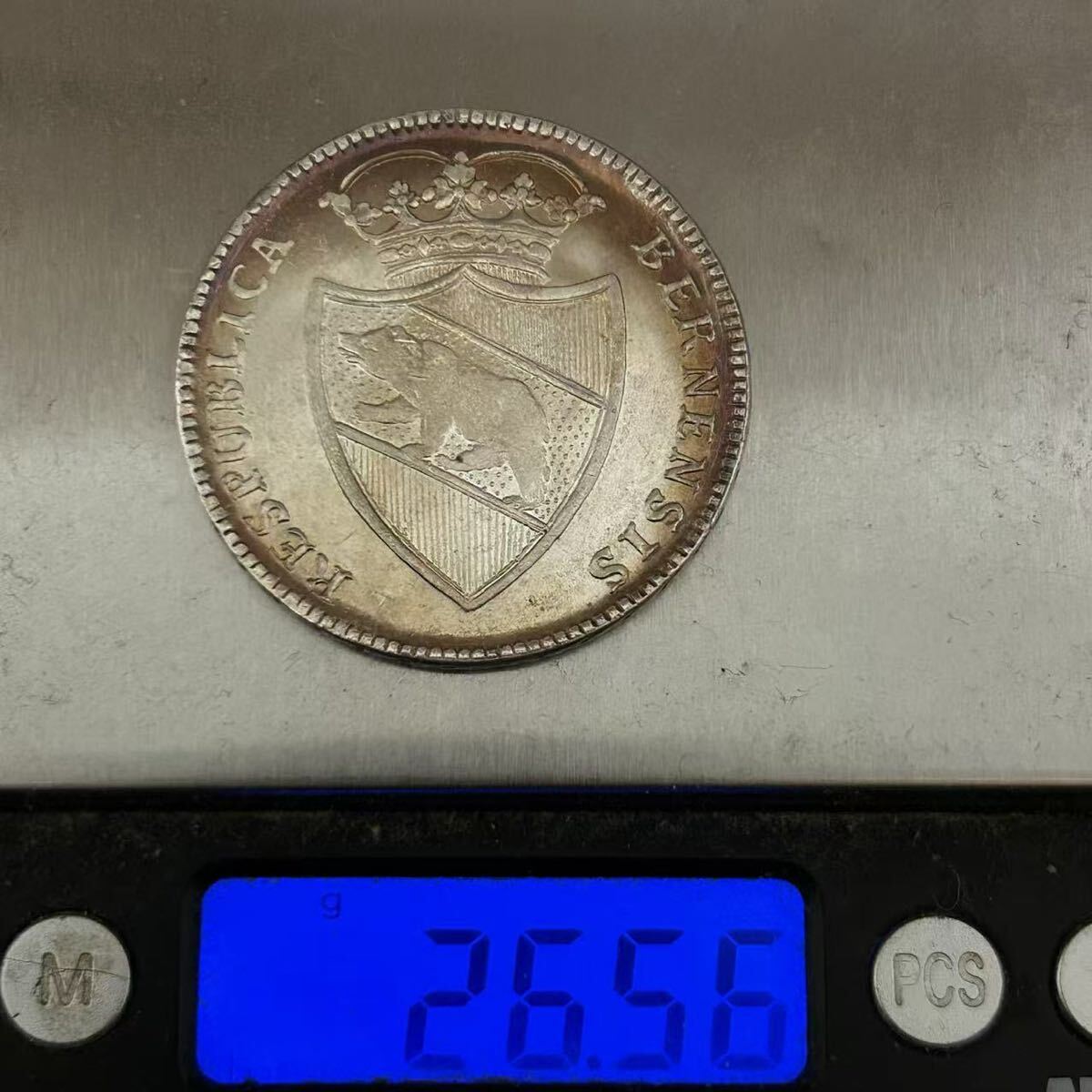 1797年 ベルン共和国 大型銀貨 カントンターレル 熊紋章 4フランケン級