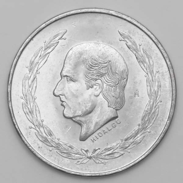 1円～☆質流れ☆メキシコ 5ペソ銀貨 イダルゴの横顔 1953年発行 純度72