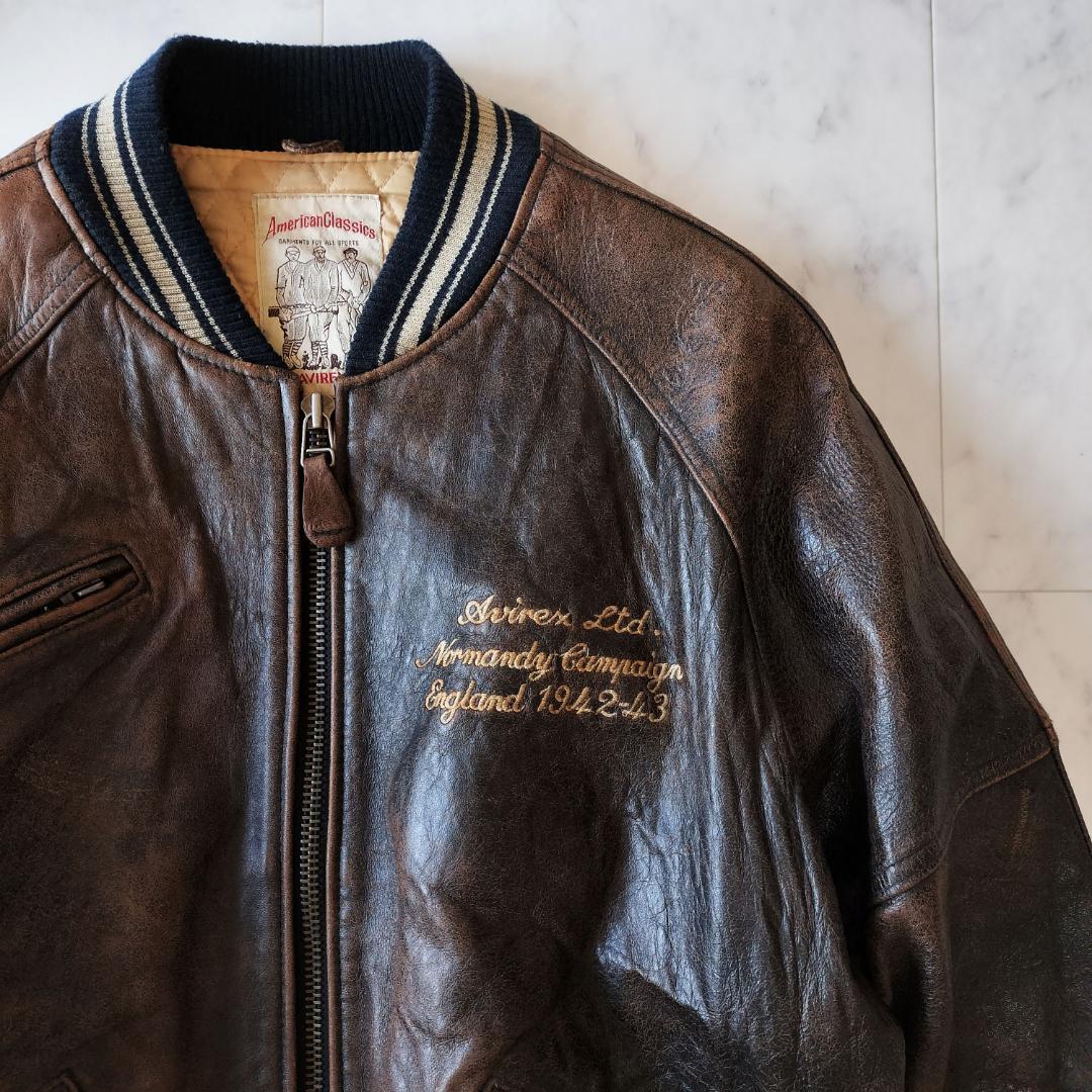 AVIREX オールレザー バーシティジャケット S レザースタジャン