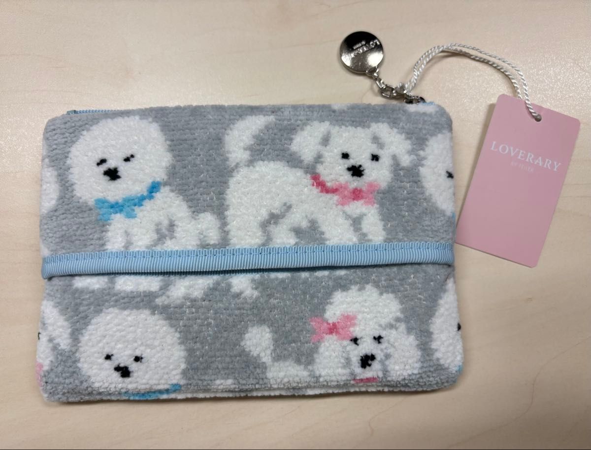 フェイラー モフモフワンチャン ティッシュポーチ シルバーグレー