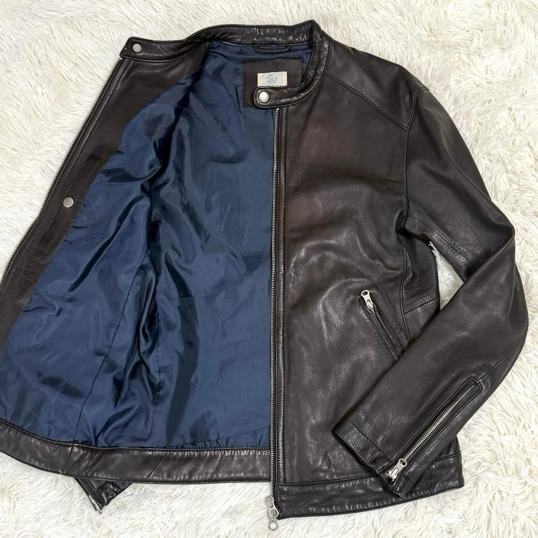 ユナイテッドアローズ ラムレザー シングルライダース 羊革 黒 XL