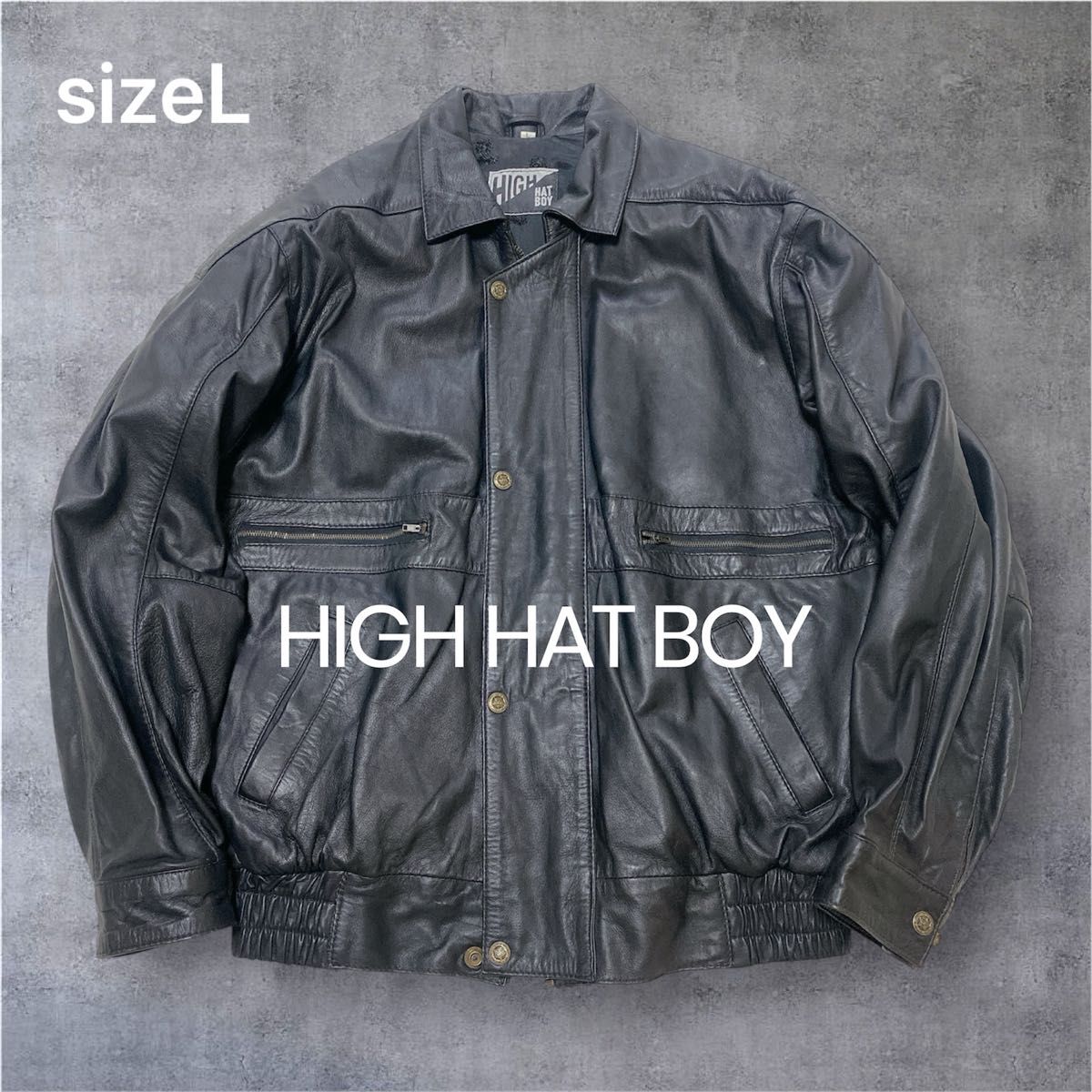 HIGH HAT BOY 短丈 レザーブルゾン／本革 黒 Y2K 'OOs レザー