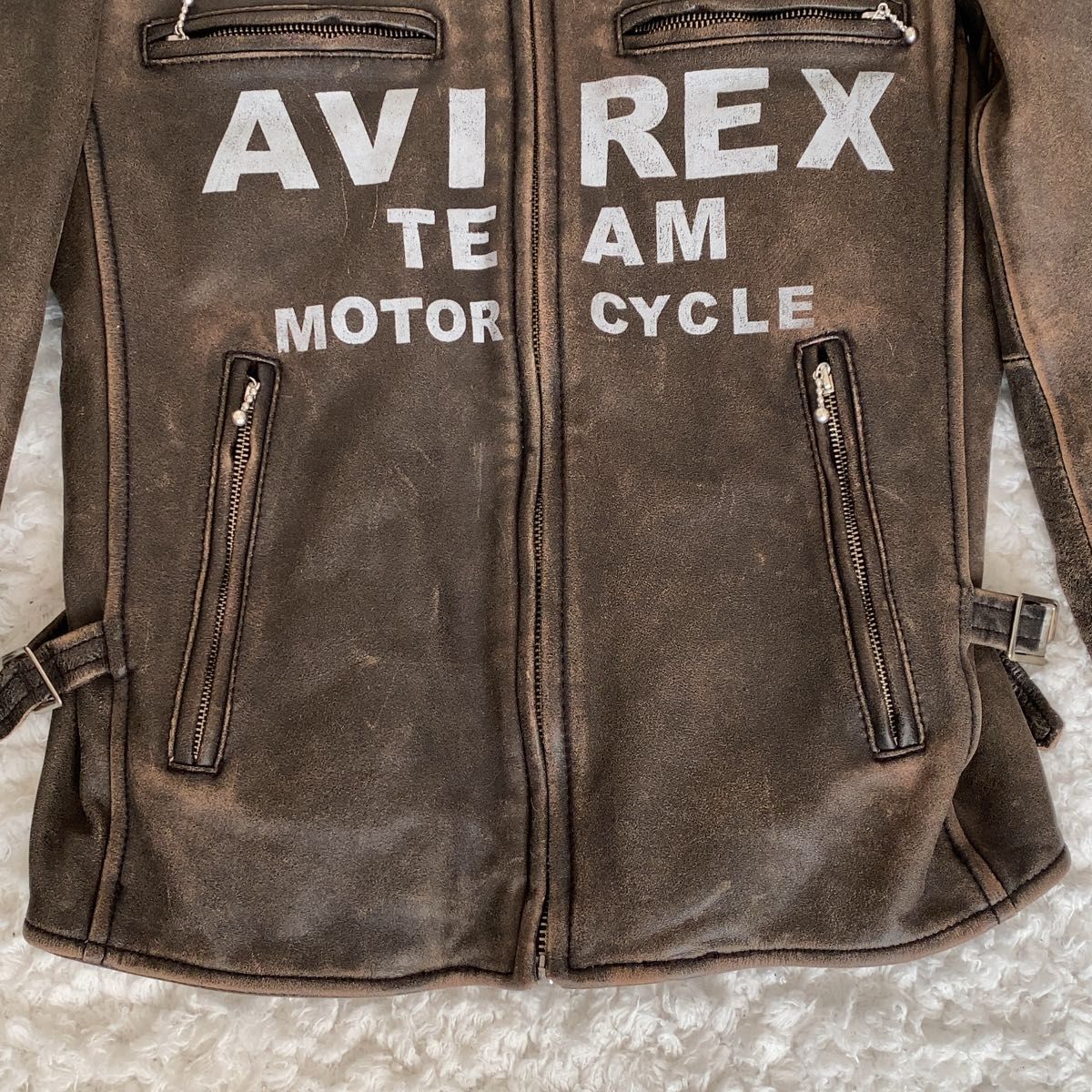 AVIREX レザー ジャケット シングルライダース ヴィンテージ加工 M