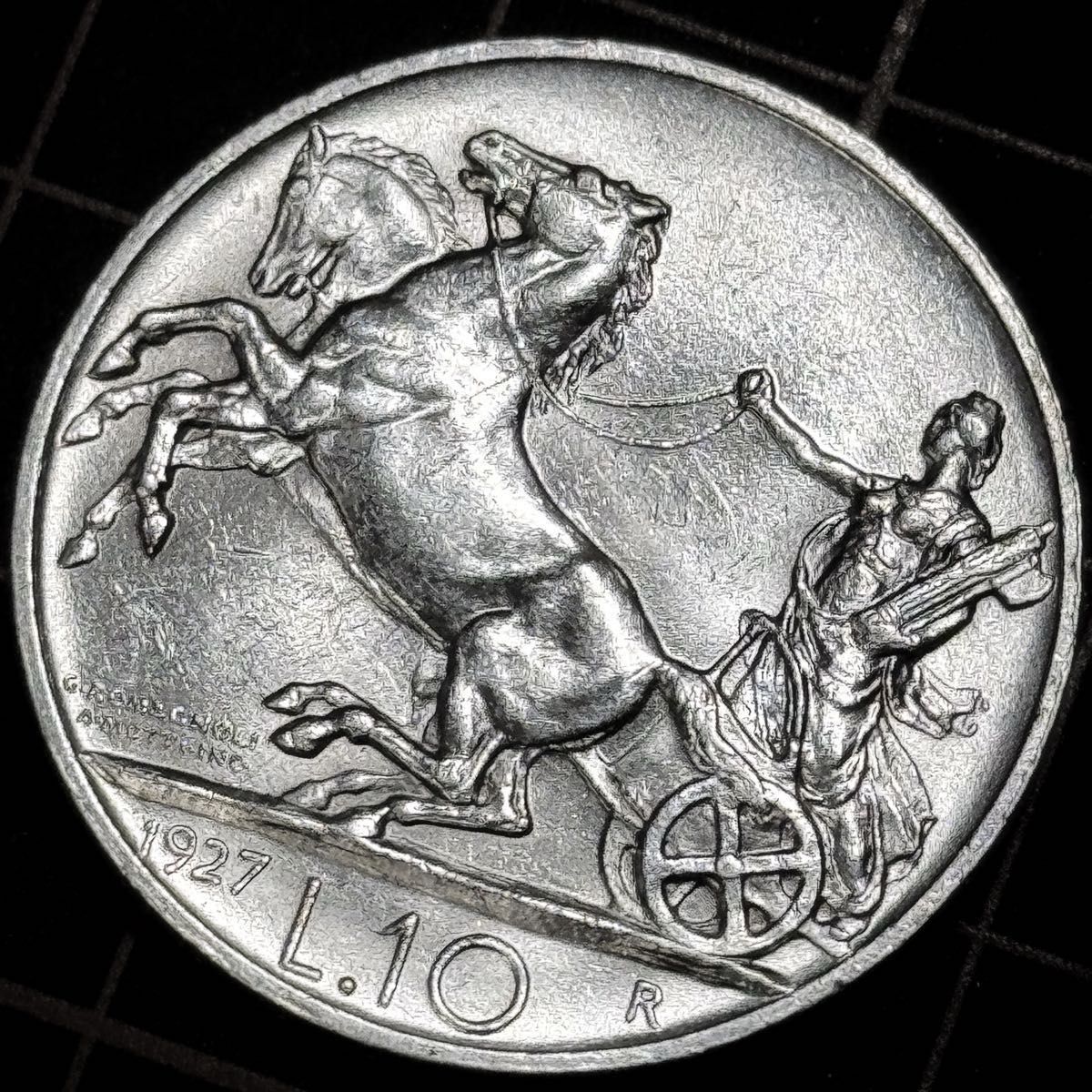 1927年 イタリア 10リラ銀貨（ヴィットーリオ・エマヌエーレ3世）ほぼ