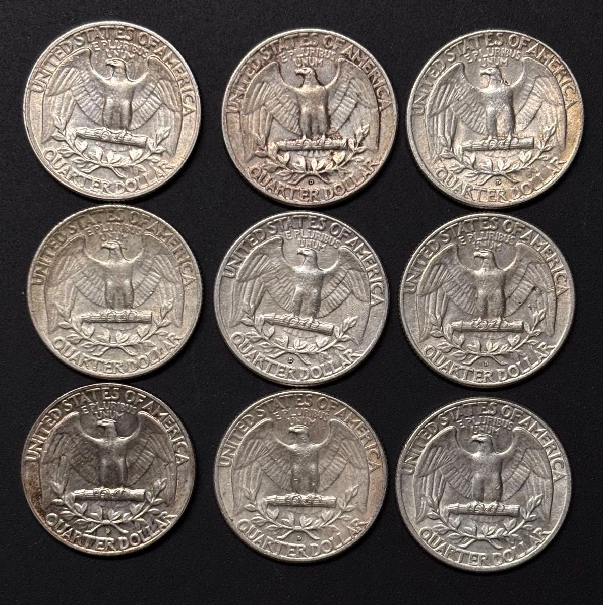 1964年以前のみ 銀製 ワシントンクォーターダラー 25セント硬貨 10枚