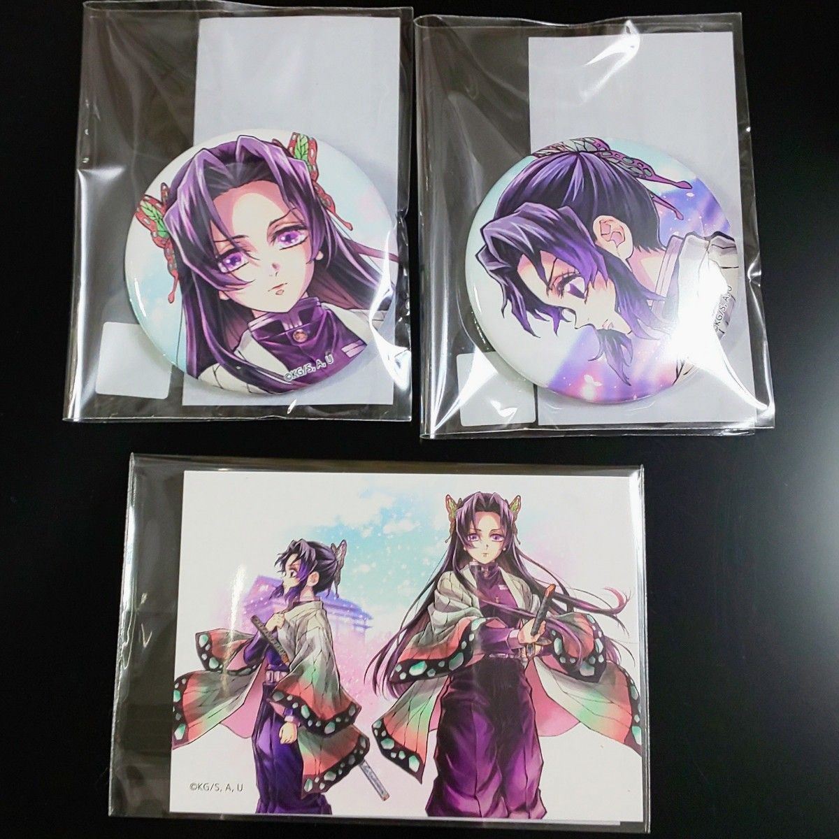 胡蝶しのぶ 胡蝶カナエ くじ 缶バッジ アクリルスタンド チェキ風