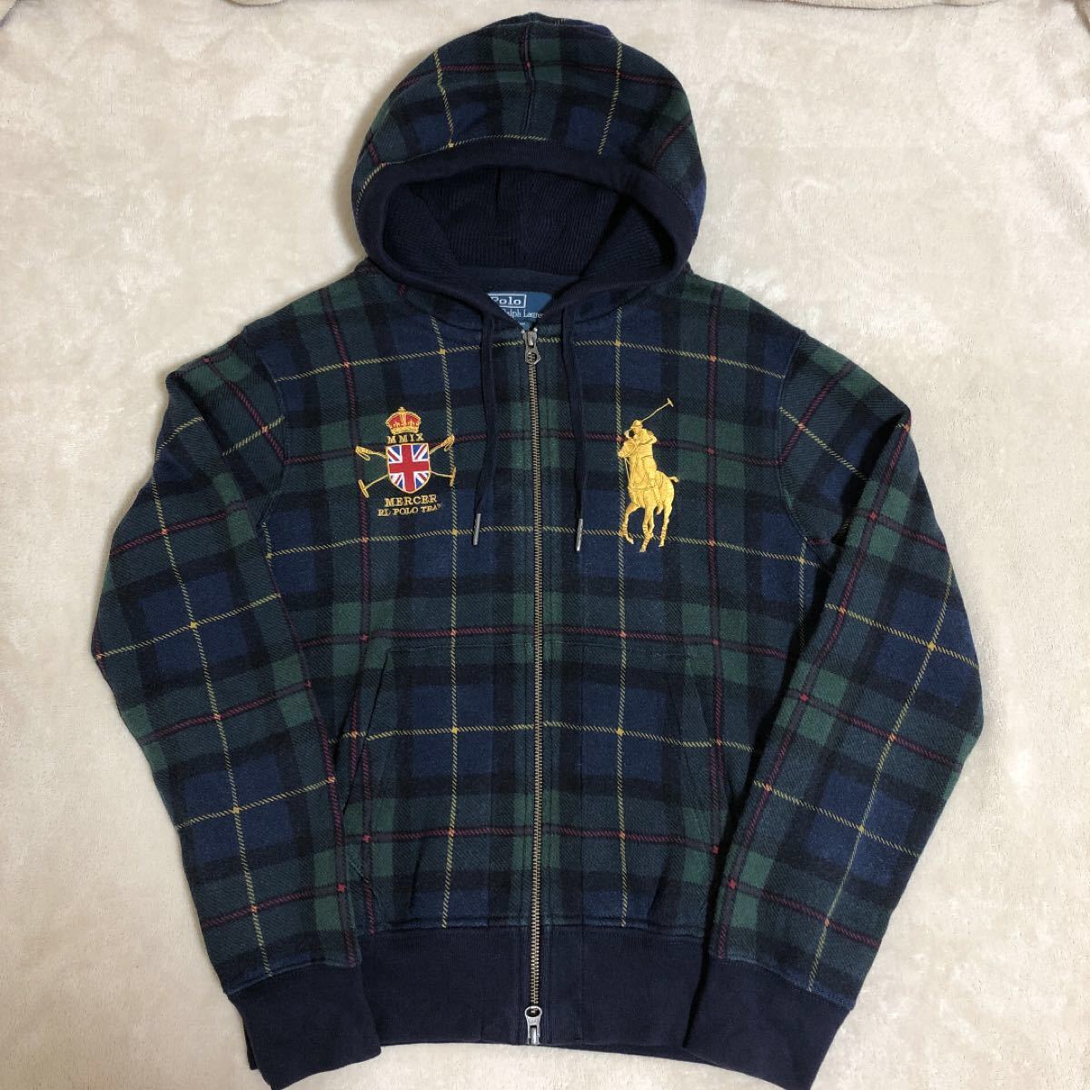 ポロラルフローレン ビッグポニー刺繍チェック柄パーカー S｜Yahoo