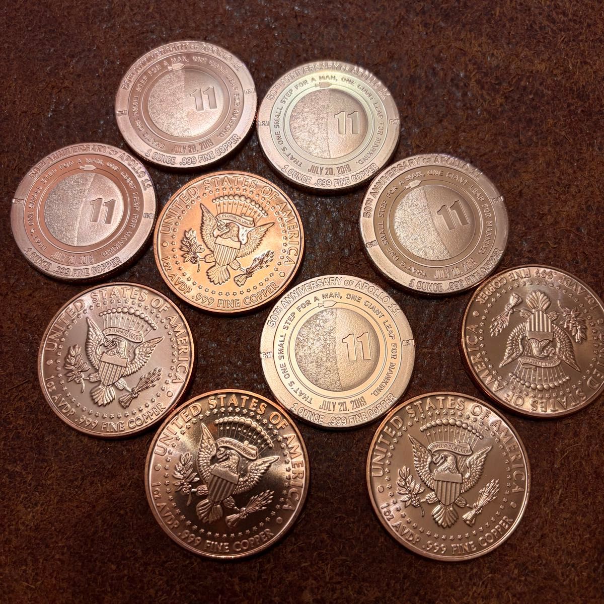 10枚セット】純銅 銅貨 1oz アポロ/レーガン copper メダル ラウンド