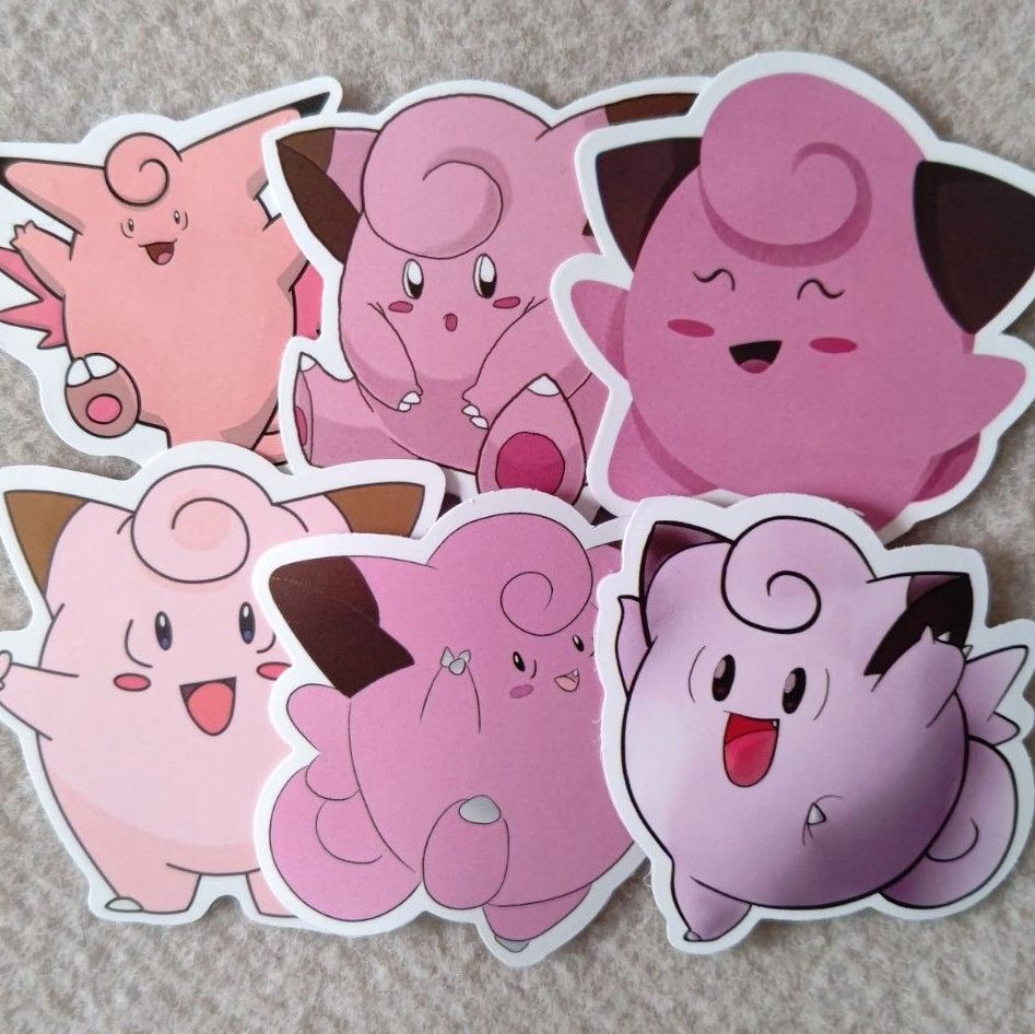 ポケモン 海外 ステッカー まとめ売り 6枚 ピィ ピッピ ピクシー