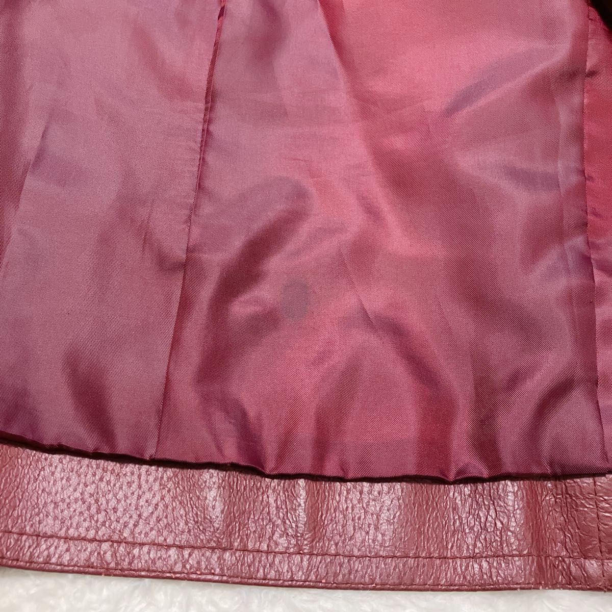 A S M レザー ジャケット 赤 ファー付き シングルライダース 豚革