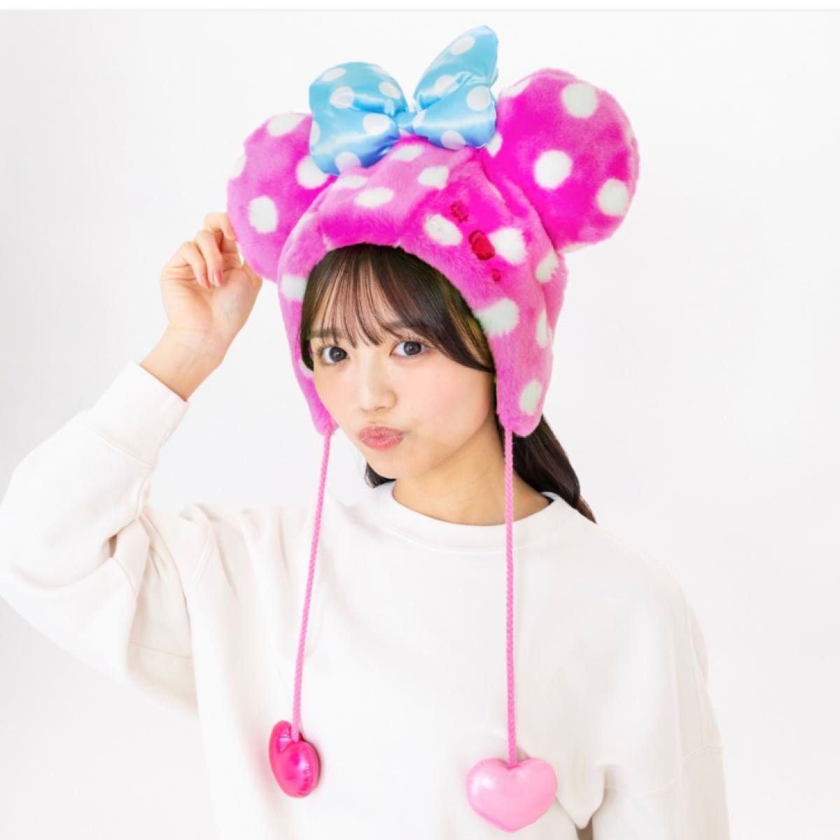 ファンキャップ ミニー ディズニー ドット 水玉 水色 黒 ピンク