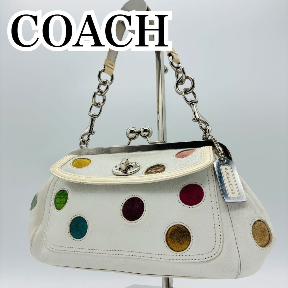 COACH コーチ アクセサリーポーチ ハンドバッグ ポルカドット がま口