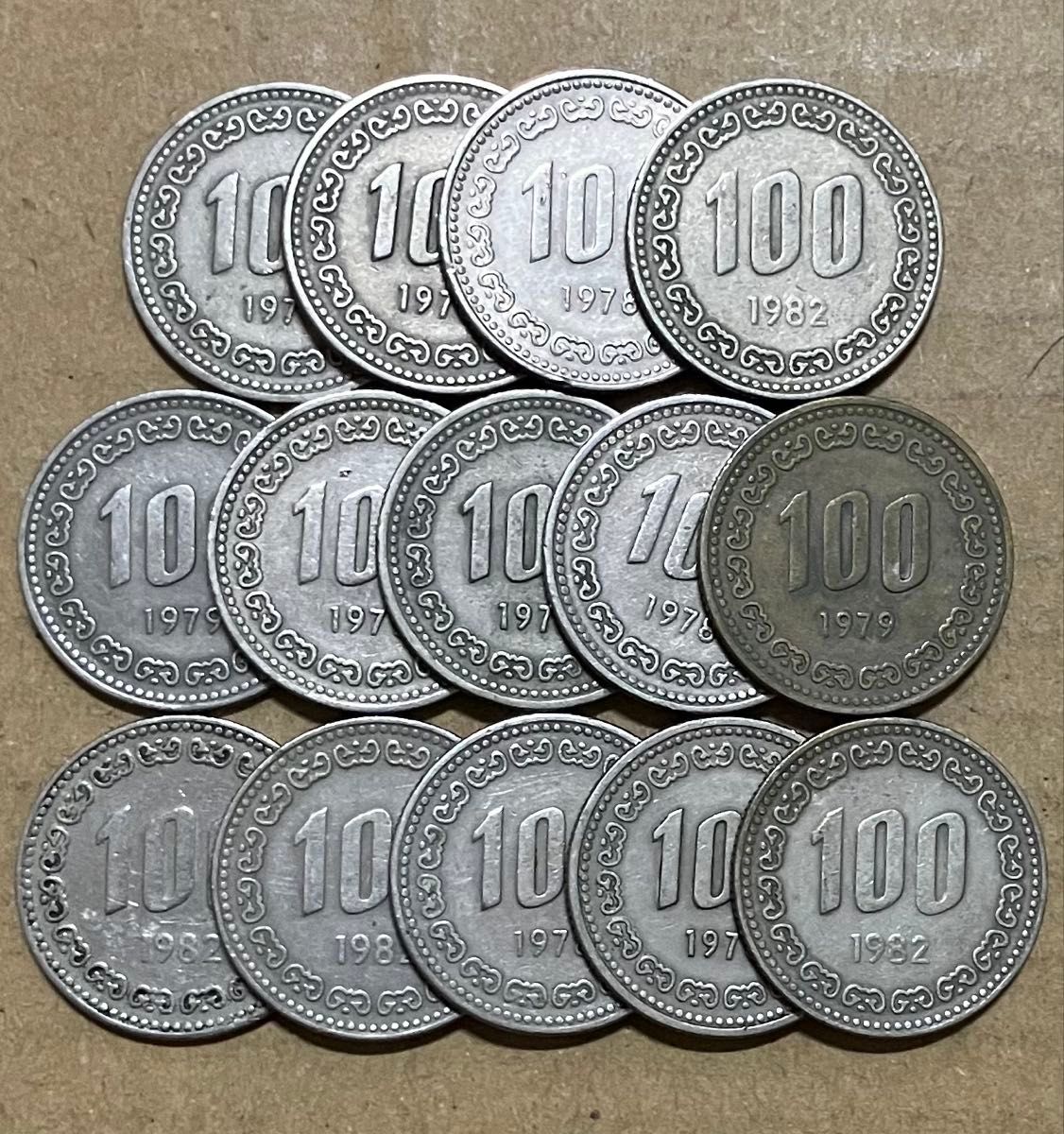 h 韓国 100ウォン 旧硬貨 14枚セット 外国コイン アンティーク 古銭