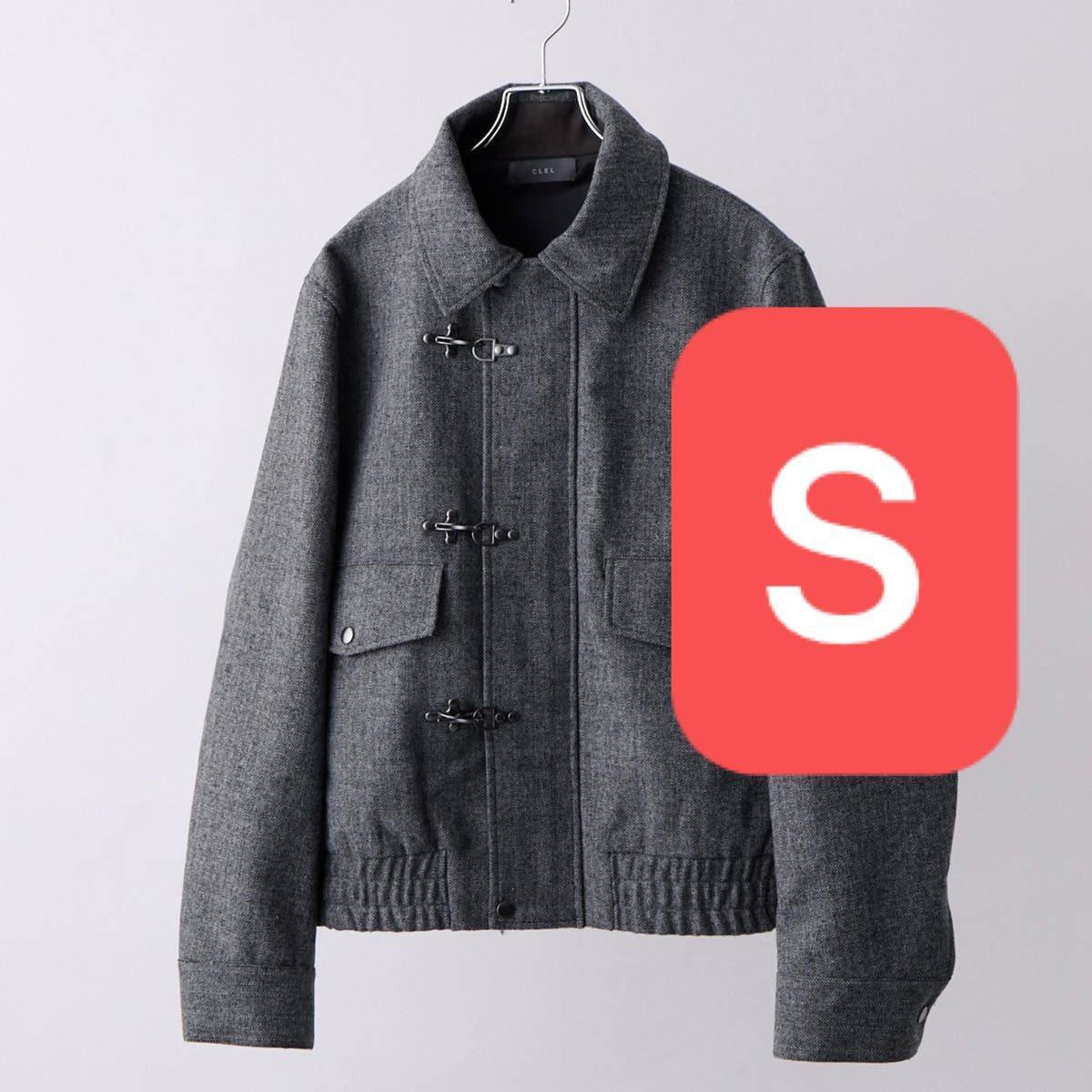 CLEL ウールブレンド ヘリンボーンツイードファイヤーマンブルゾン S