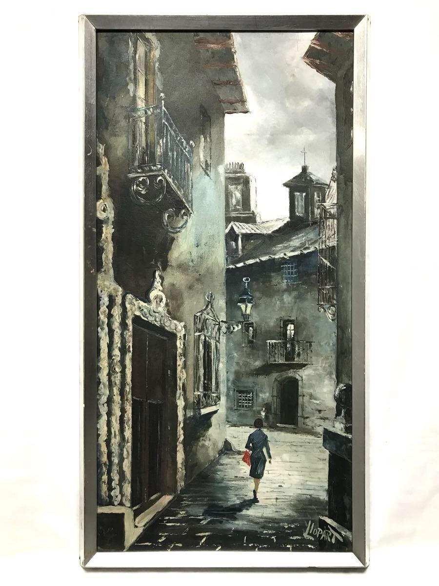 作家不明 風景画 油彩 額装 80cm×40cm / 絵画 油彩画 油絵 女性