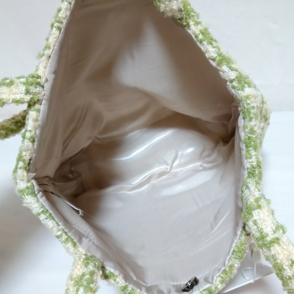 CHANEL 春色カラー チェック 千鳥柄 トート ツイード ハンドバッグ