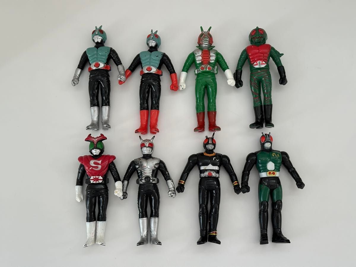 BANDAI 1989/1988 JAPAN バンダイ 日本製 仮面ライダー ソフビ 8個