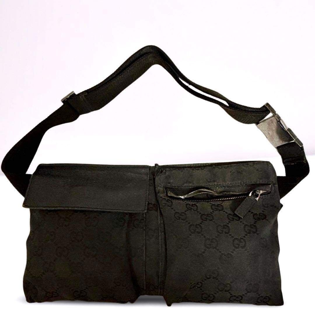 正規品】GUCCIグッチ ボディバッグ ウエストバッグダブルポケット GG