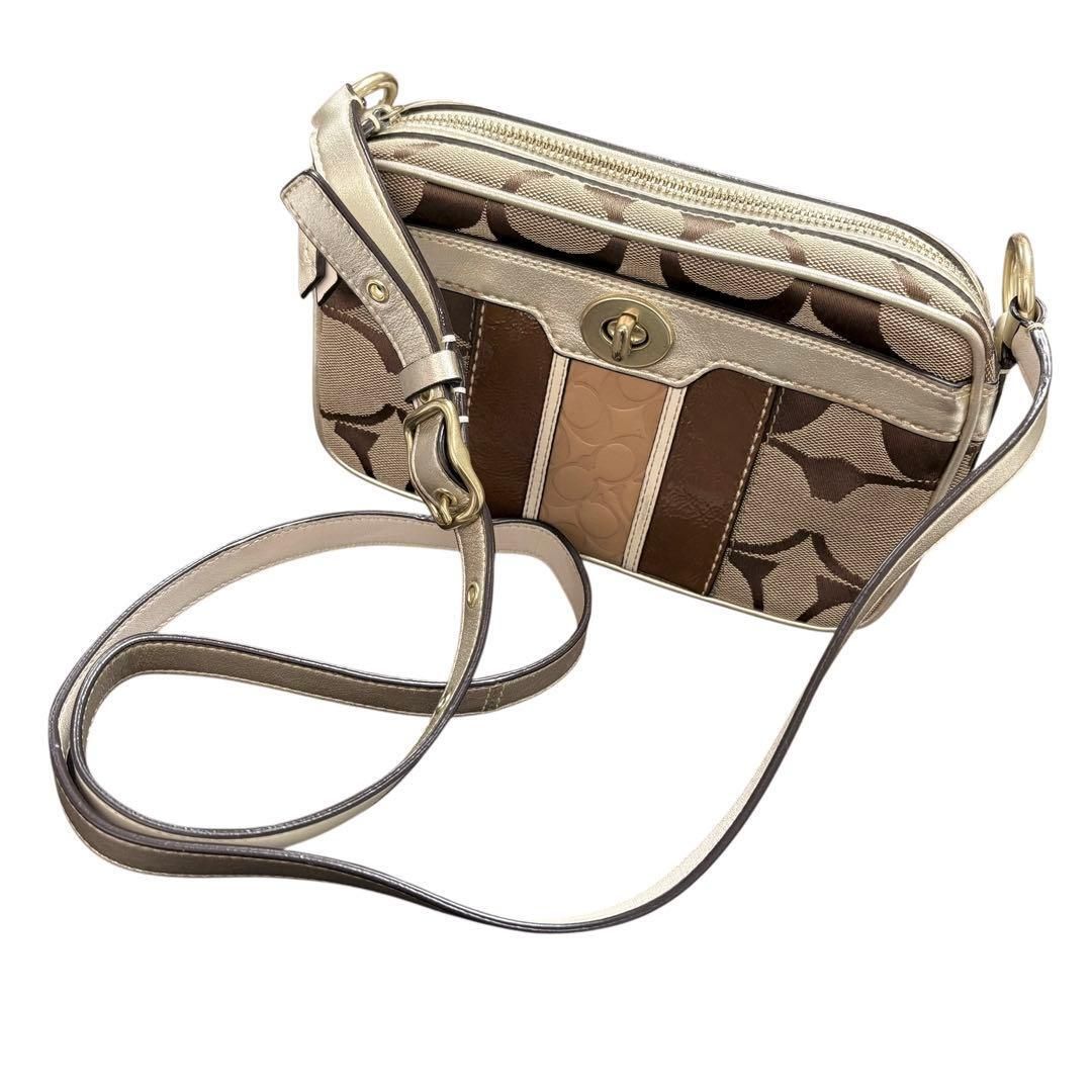美品 COACH コーチ ショルダーバッグ ターンロック パッチワーク