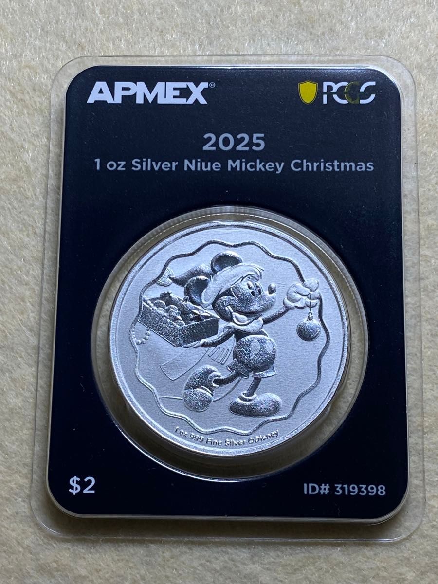2025年 ニウエ 2ドル銀貨（純銀31 1g）ミッキークリスマス 保護