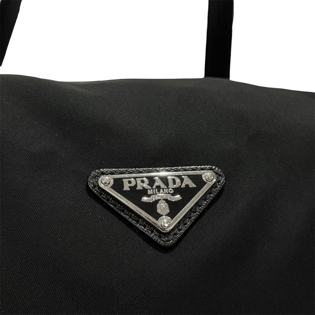 PRADA ミニボストンバッグ ナイロン ブラック 三角ロゴ プラダ 黒 極美