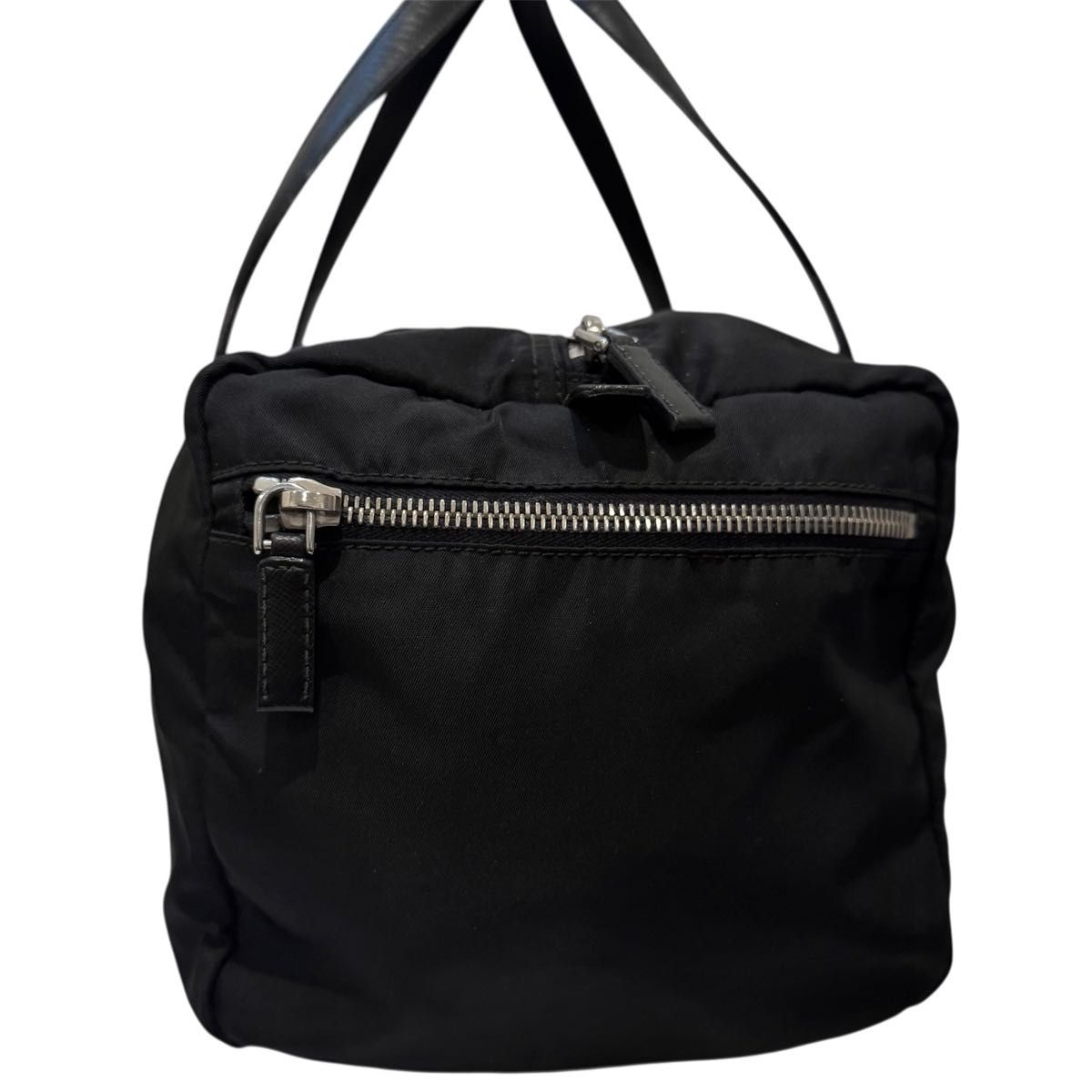 PRADA ミニボストンバッグ ナイロン ブラック 三角ロゴ プラダ 黒 極美