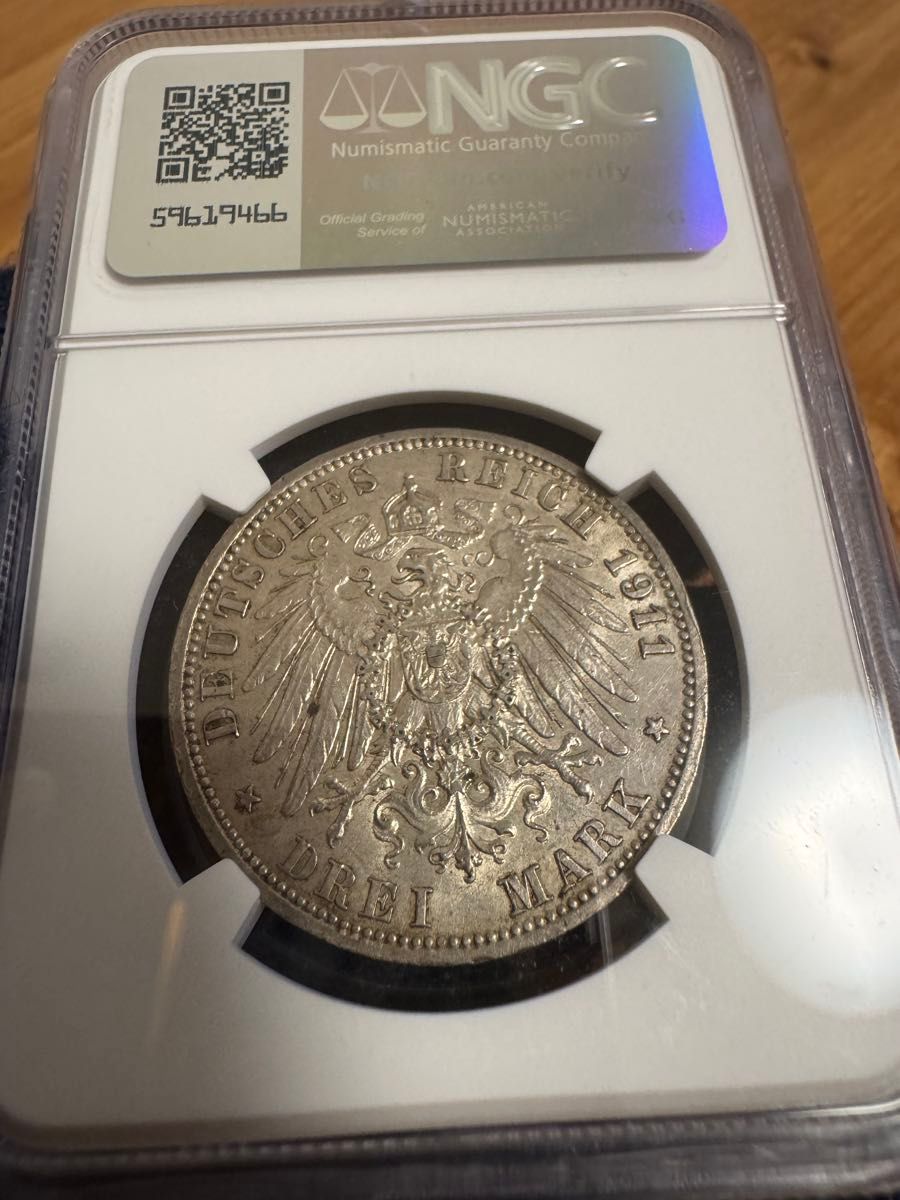 本物保証 ドイツ帝国 ヴィルヘルム2世 3マルク 1911年 NGC AU55｜Yahoo