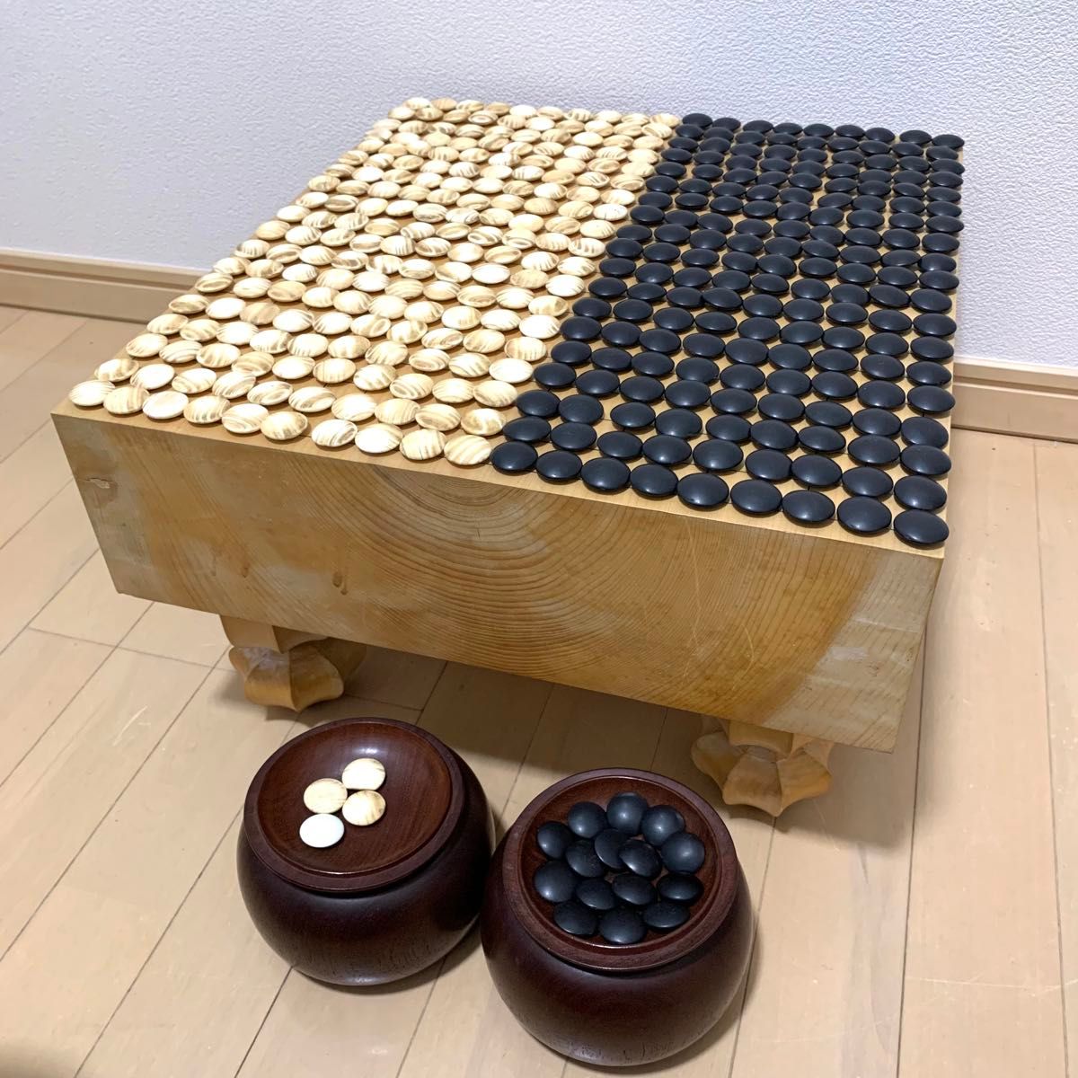 囲碁 碁石 黒181個以上 白182個以上 碁笥 蛤碁石 那智黒｜Yahoo!フリマ