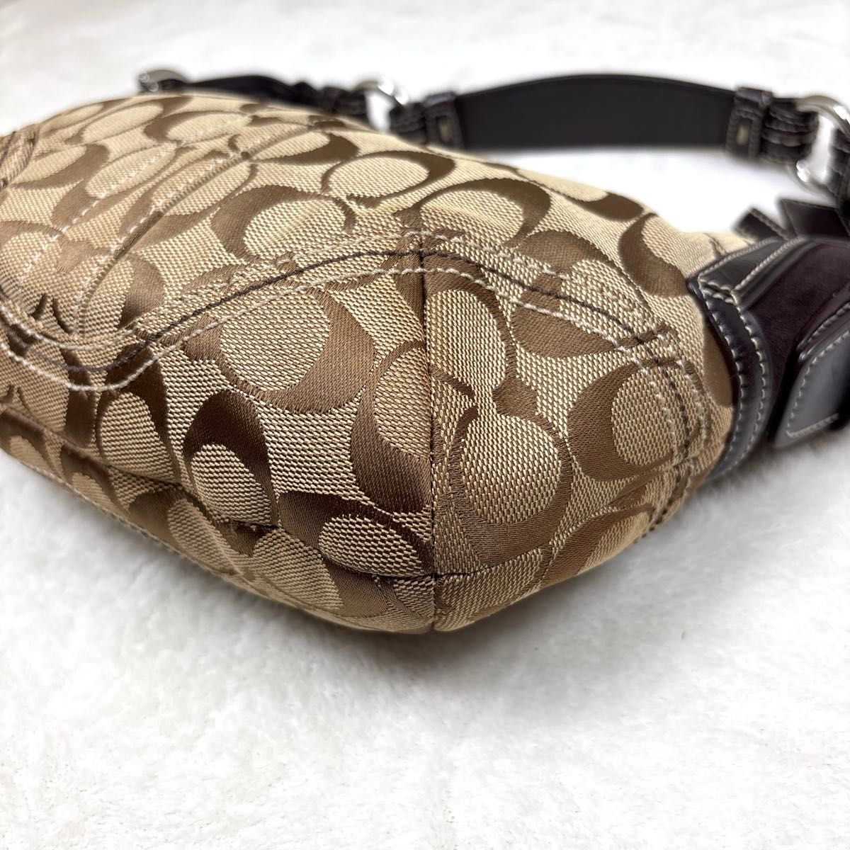 COACH コーチ シグネチャー ワンショルダー ハンドバッグ ブラウン