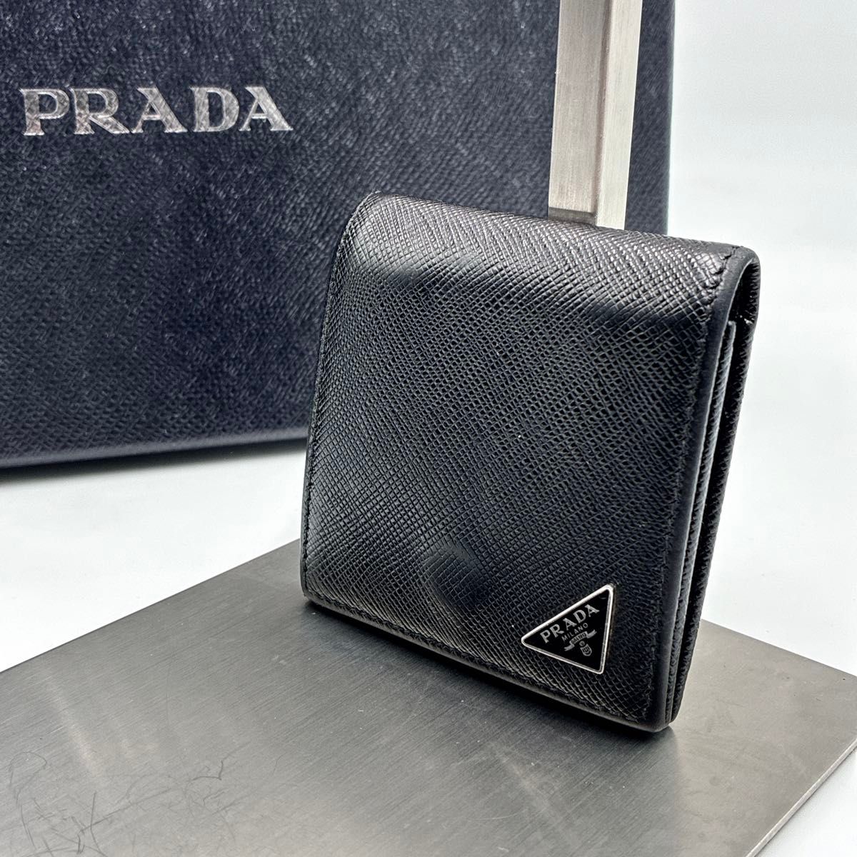 美品 プラダ コインケース 小銭入れ 三角ロゴ サフィアーノ レザー