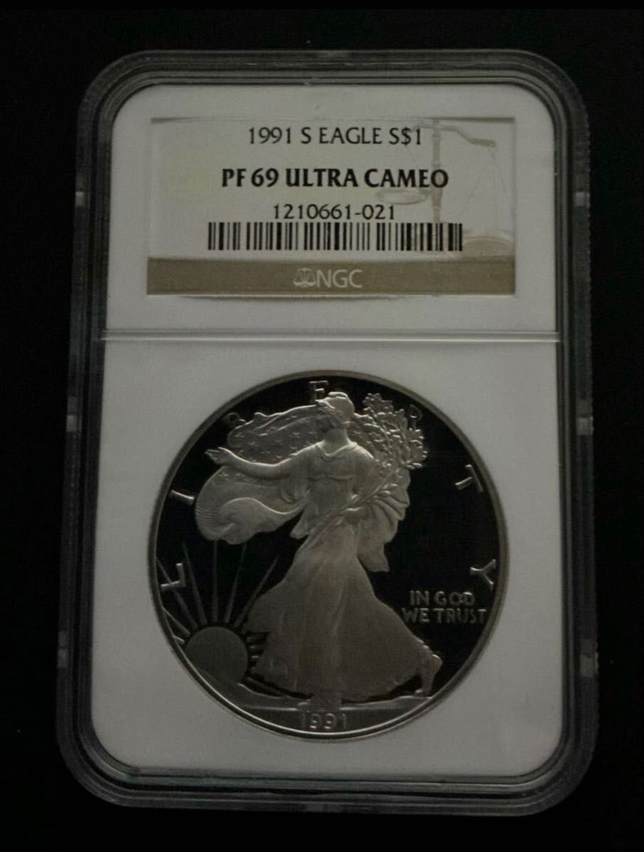 希少 1991 S アメリカ イーグル 銀貨 NGC PF69 ULTRACAMEO 1ドル 1oz