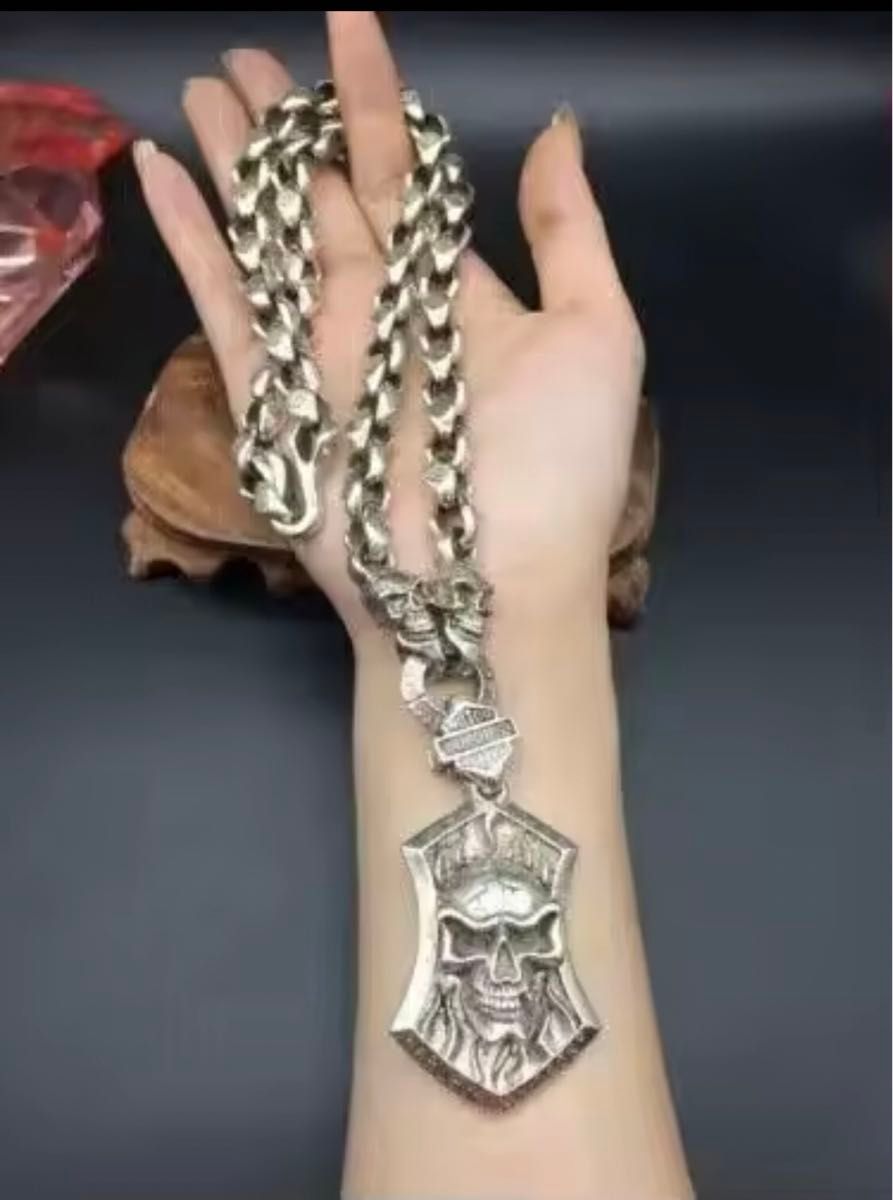 VINTAGE ハーレーダビットソン メンズレトロS925銀の骸骨 髑髏