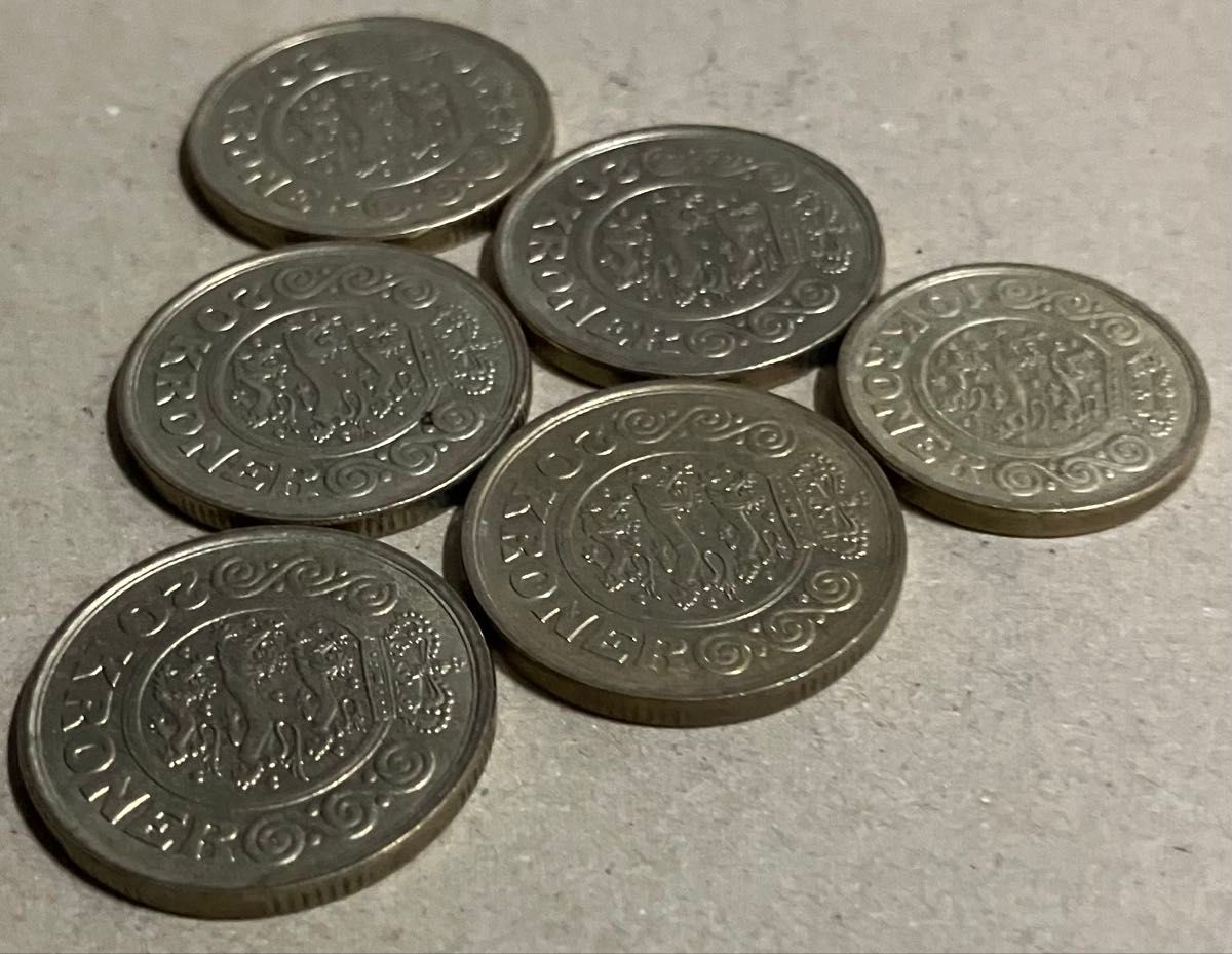 f デンマーク 10クローネ1枚 20クローネ5枚 計6枚 外国コイン 海外
