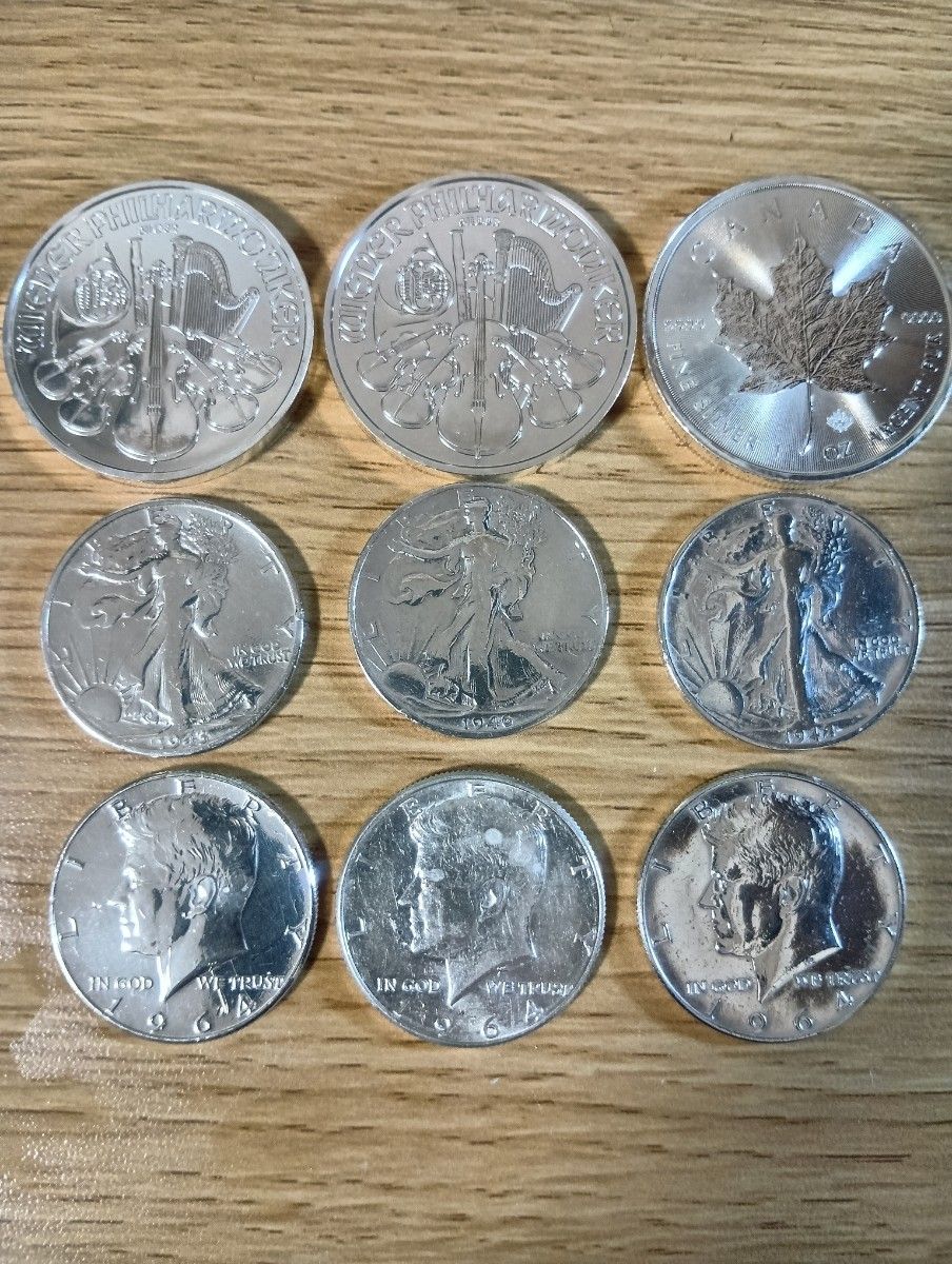 銀貨9枚セット(コインケース付き) ケネディ銀貨1964 1オンスウィーン 1