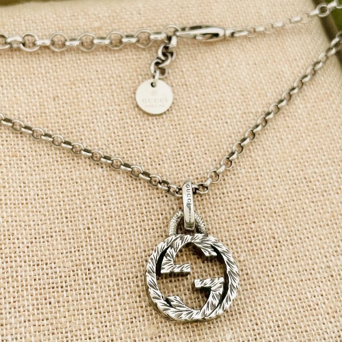 極美品 GUCCI グッチ ネックレス インターロッキング G アラベスク