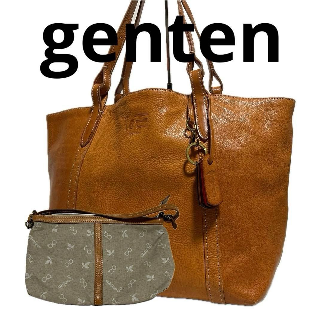 A4対応 genten レザー トートバッグ シボ革 ブラウン ゲンテン C60