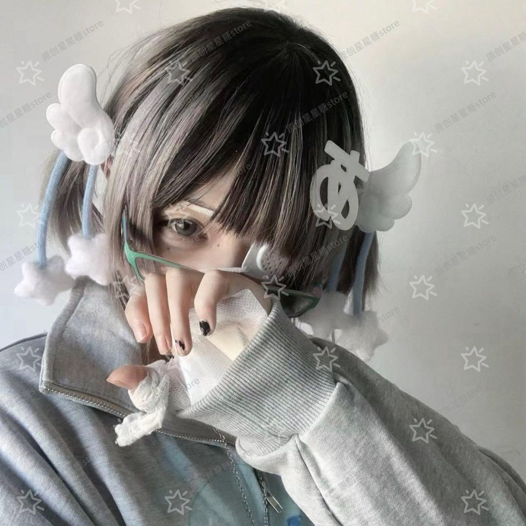 天使の羽 星 エンジェルコア ヘアクリップ ライトブルー 夢かわ