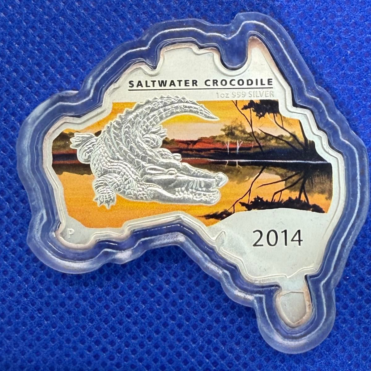 オーストラリア 地図型銀貨 1オンス純銀 シルバーコイン 2014年 ワニ