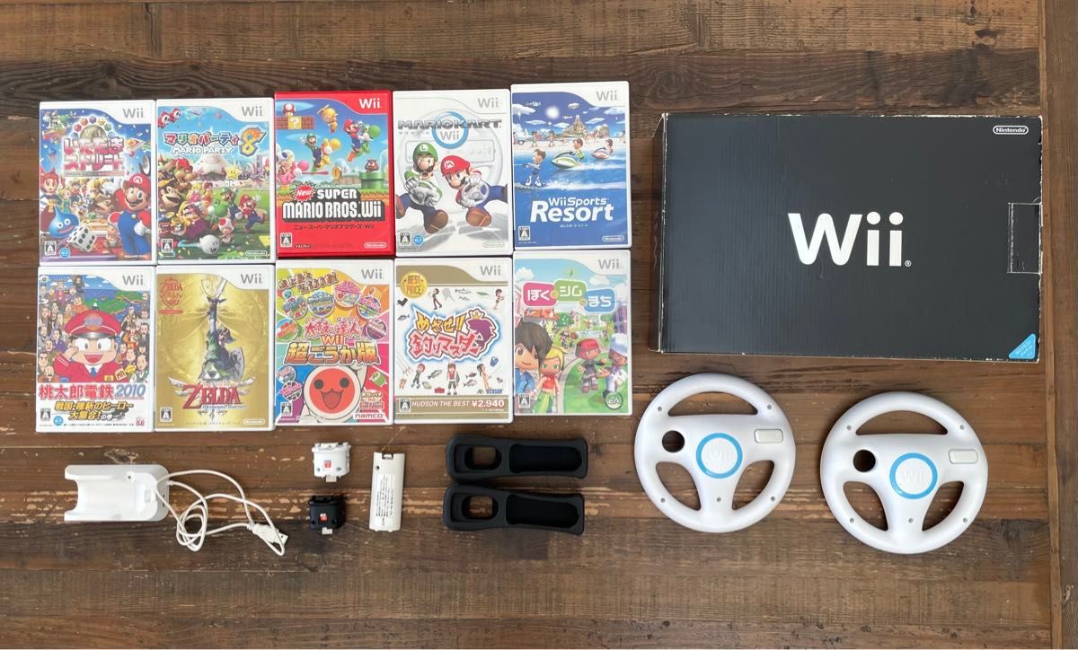 お得 任天堂 Wii 本体 マリオカート ハンドル ソフト10本 豪華セット