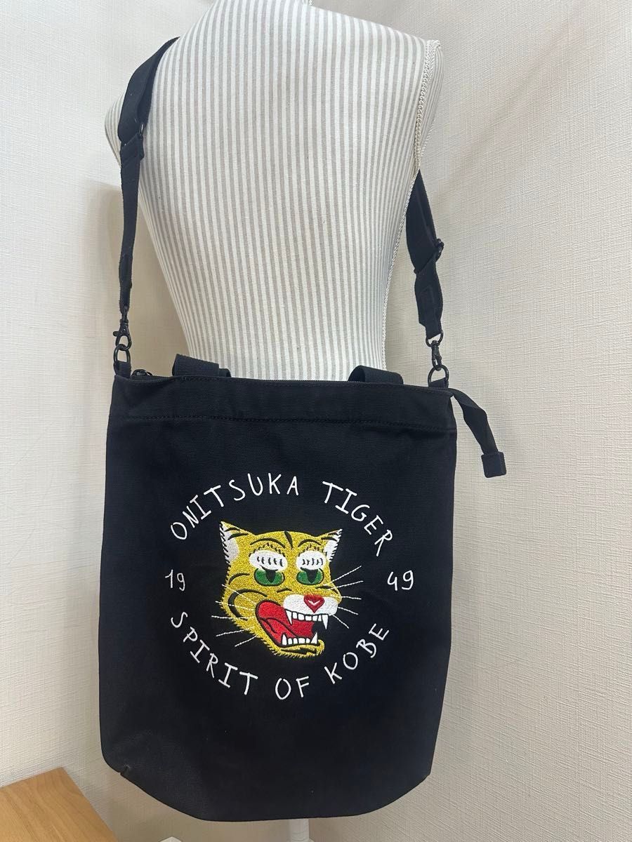 オニツカタイガー 虎刺繍 2WAY トートバッグ ショルダーバッグ