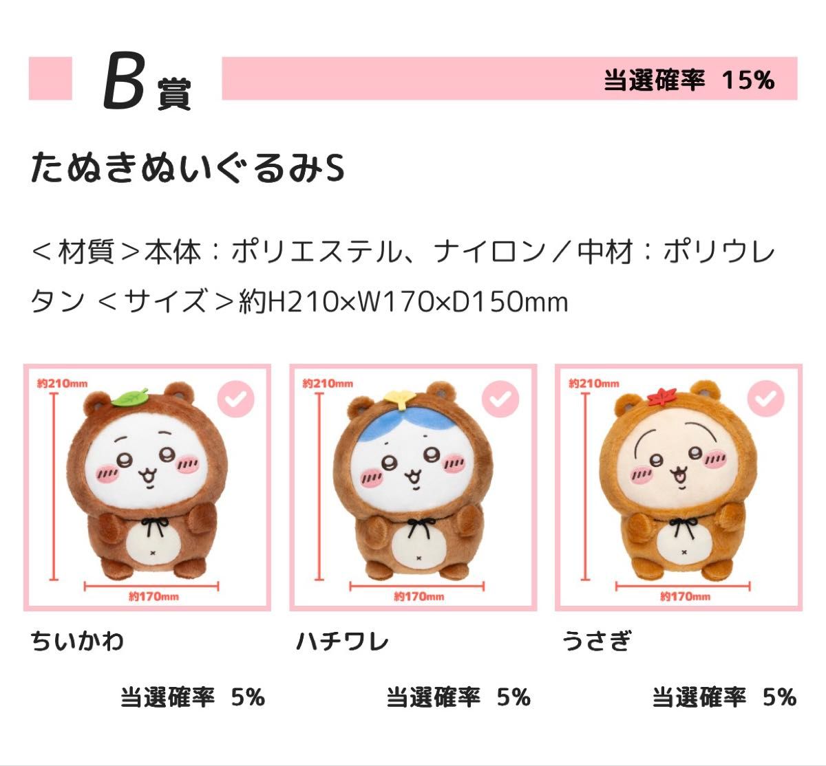 ちいかわ たぬきだもんくじ B賞 全種類 おまけ付き(C賞 ラッコ