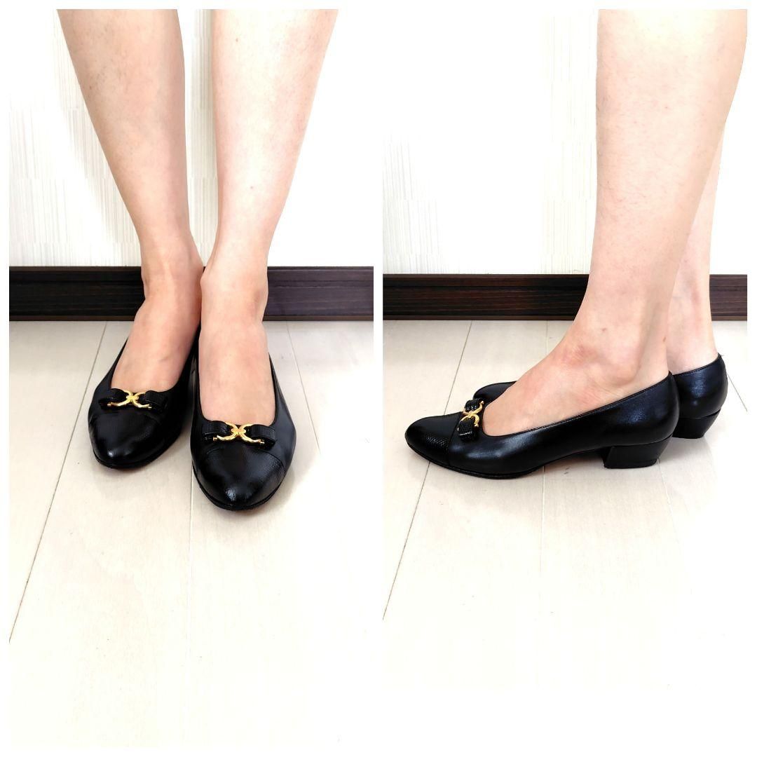 腕利き職人のリペア済【フェラガモ】ガンチーニ リザード パンプス 黒