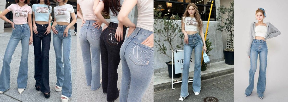 ダーリッチ darich セミフレアデニムパンツ BLU ブルー M 裾上げ済み