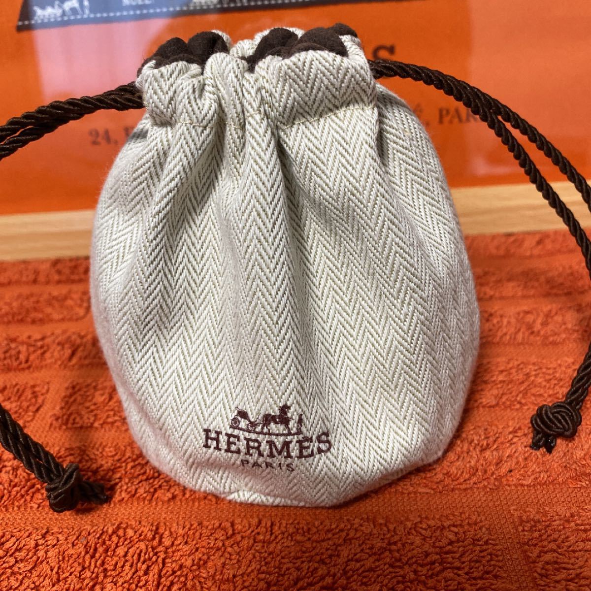 エルメス 巾着袋 保存袋 ヘリンボーン 小物入れ ブランド HERMES