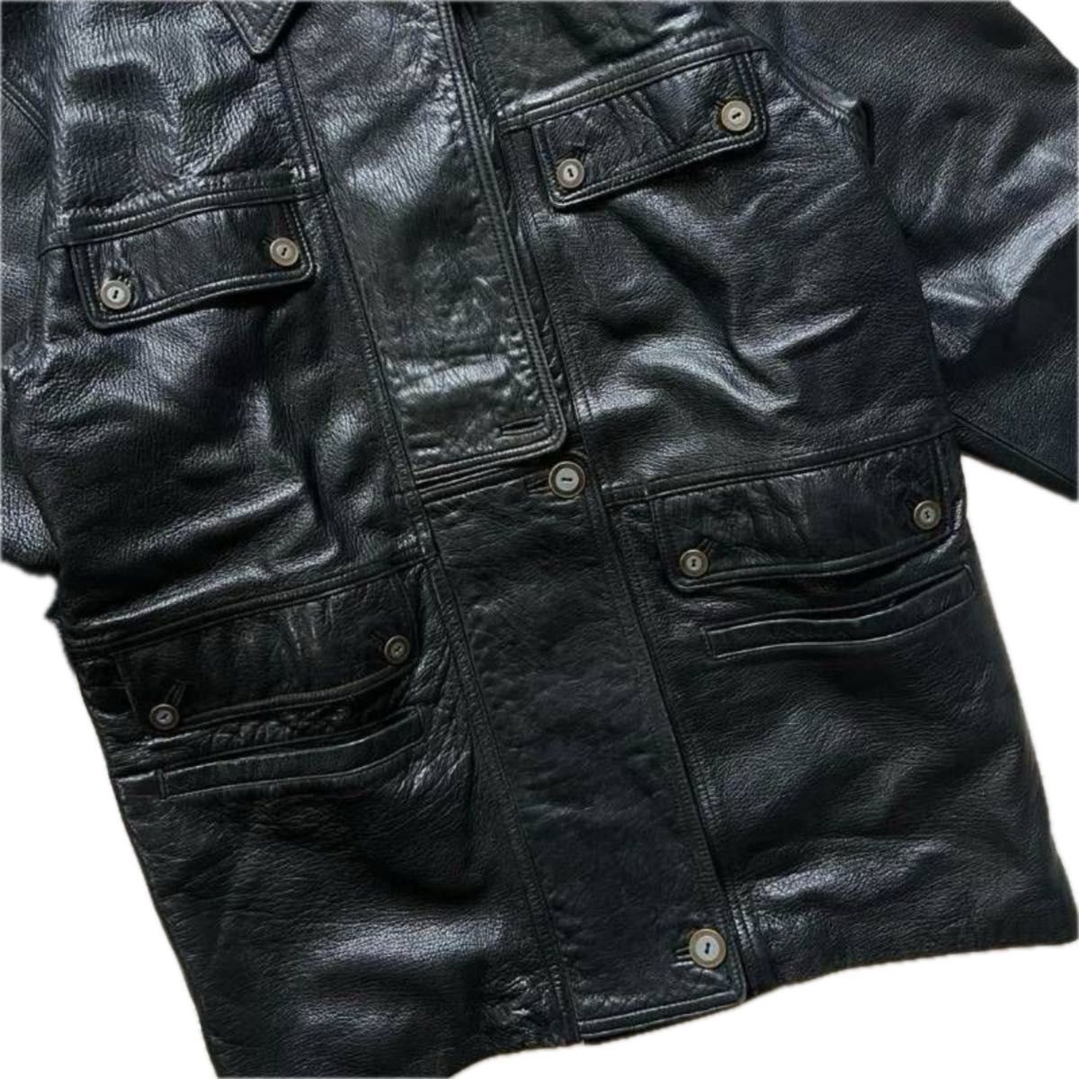 90s vintage 羊本革 襟付きハーフコート リアルレザージャケット 複数